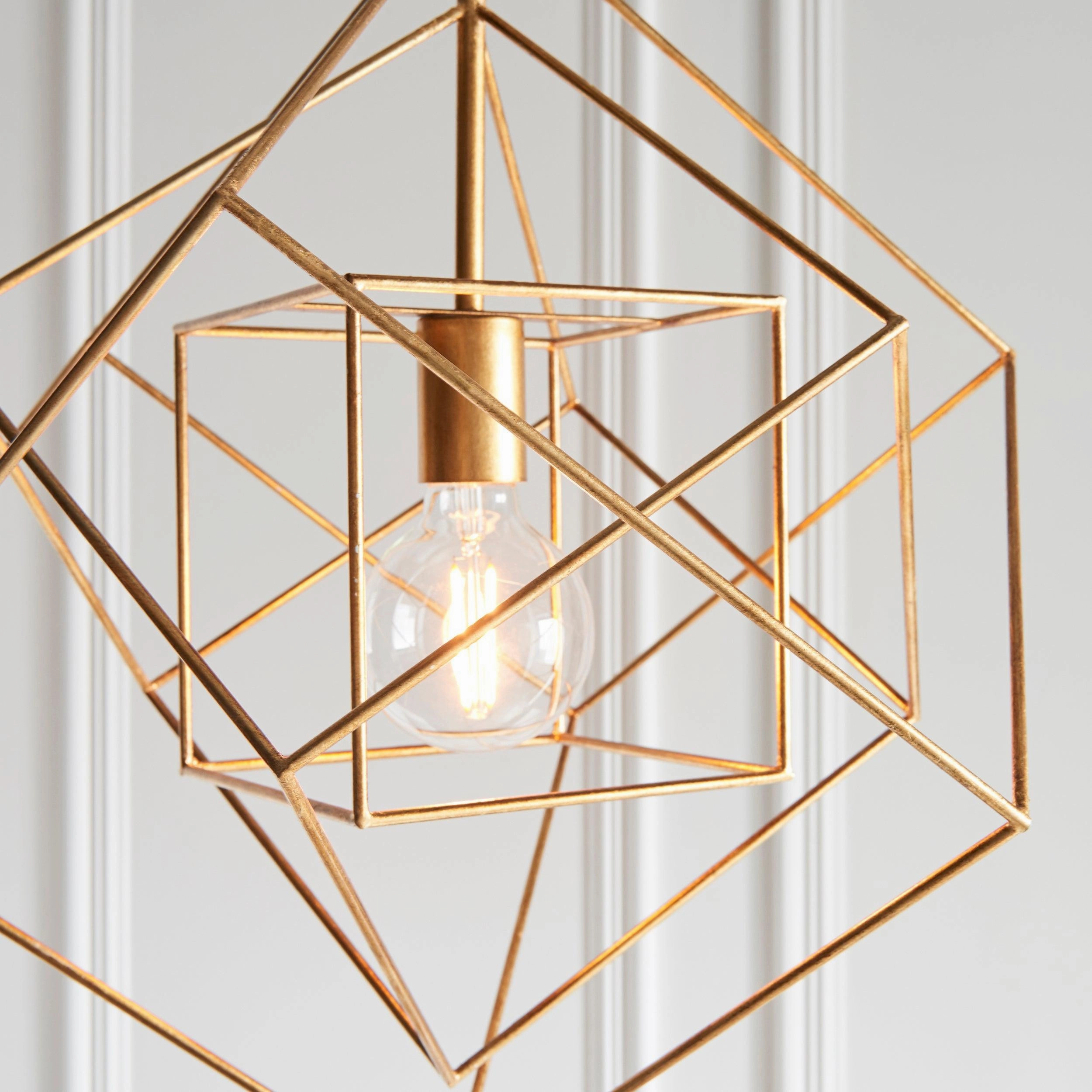 Geometric Gold Leaf Framed Ceiling Pendant Light