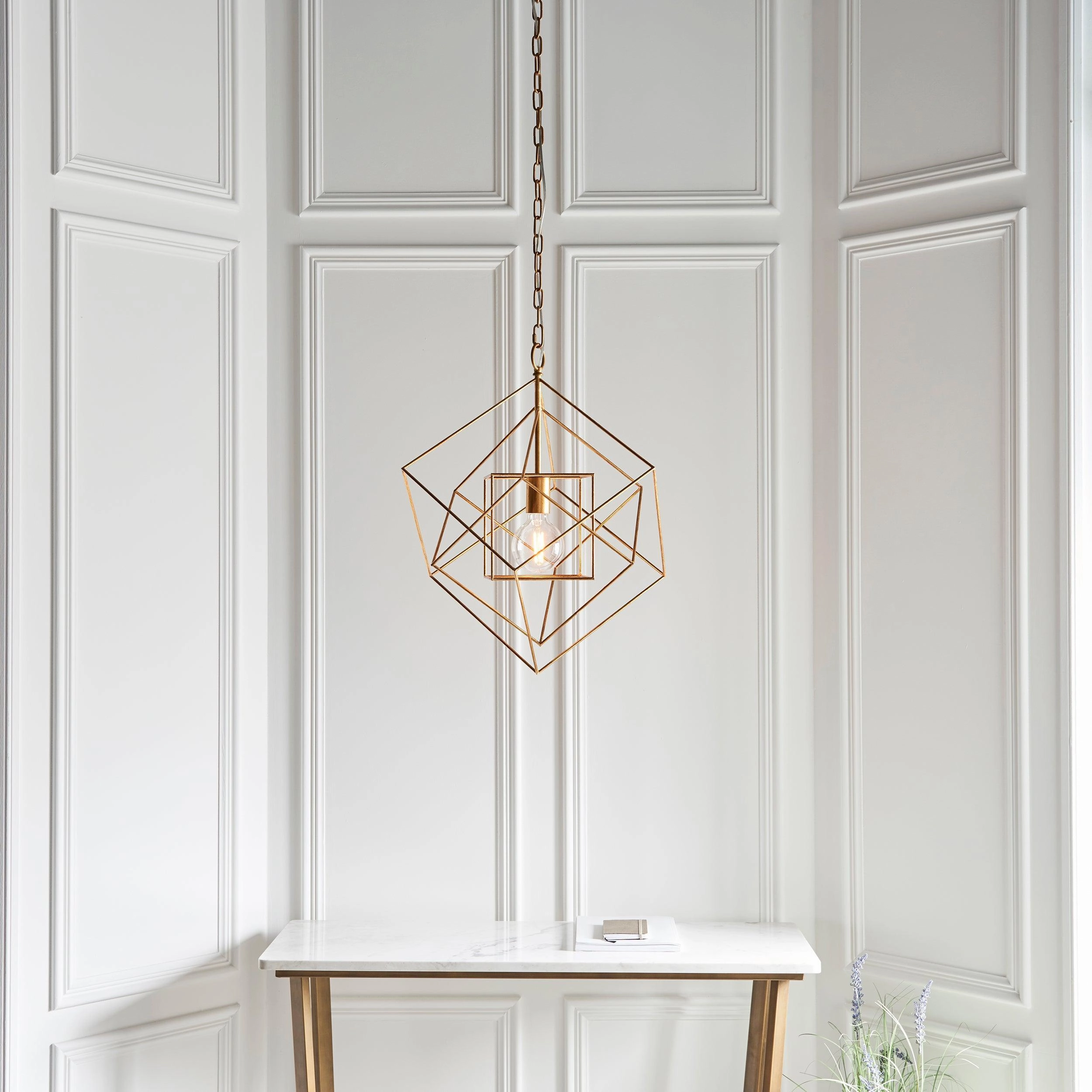 Geometric Gold Leaf Framed Ceiling Pendant Light