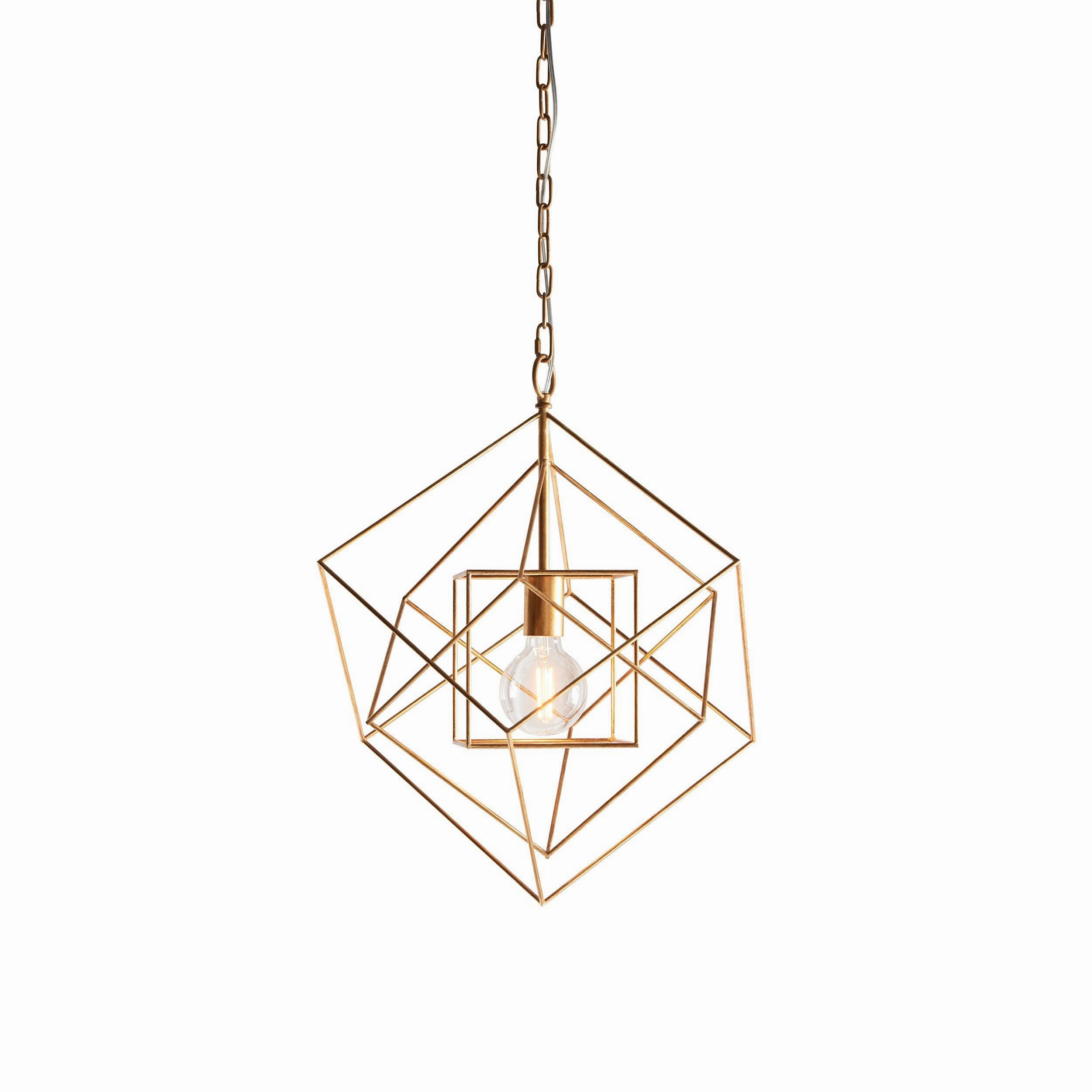 Geometric Gold Leaf Framed Ceiling Pendant Light modern ceiling lamp