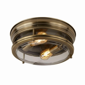 Glasgow 2 Light Brass/Glass Bathroom Ceiling Flush Light simple ceiling design light