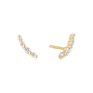 Gold Bezel Beaded Stone Stud Earrings E065-01G Ania Haie Jewellery