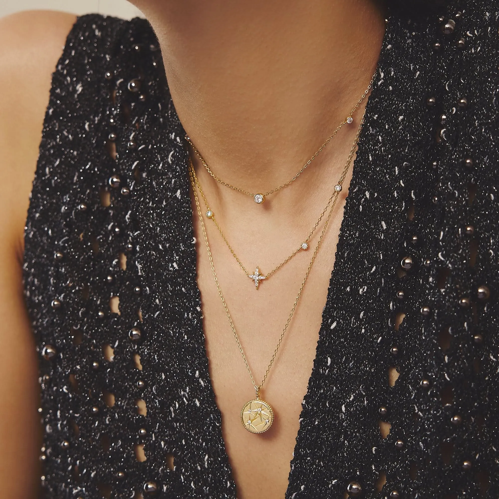 Gold Bezel Cubic Zirconia Station Necklace N065-06G Ania Haie Jewellery