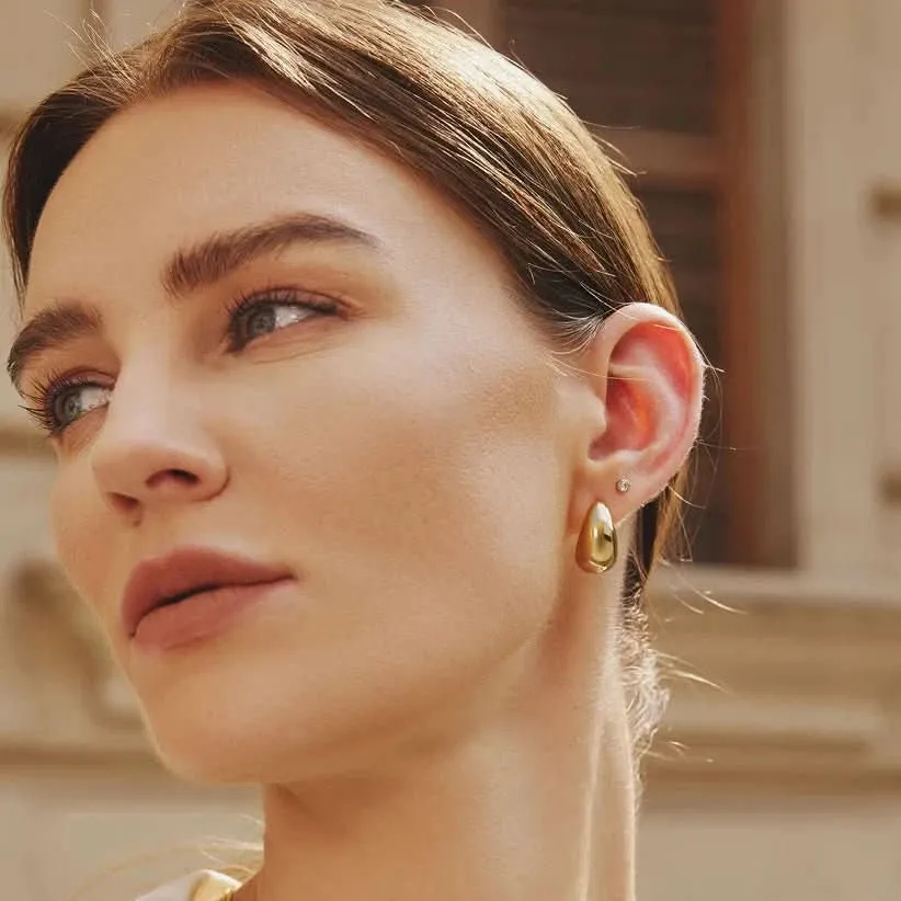 Gold Bold Dome Hoop Earrings E062-09G Ania Haie Jewellery