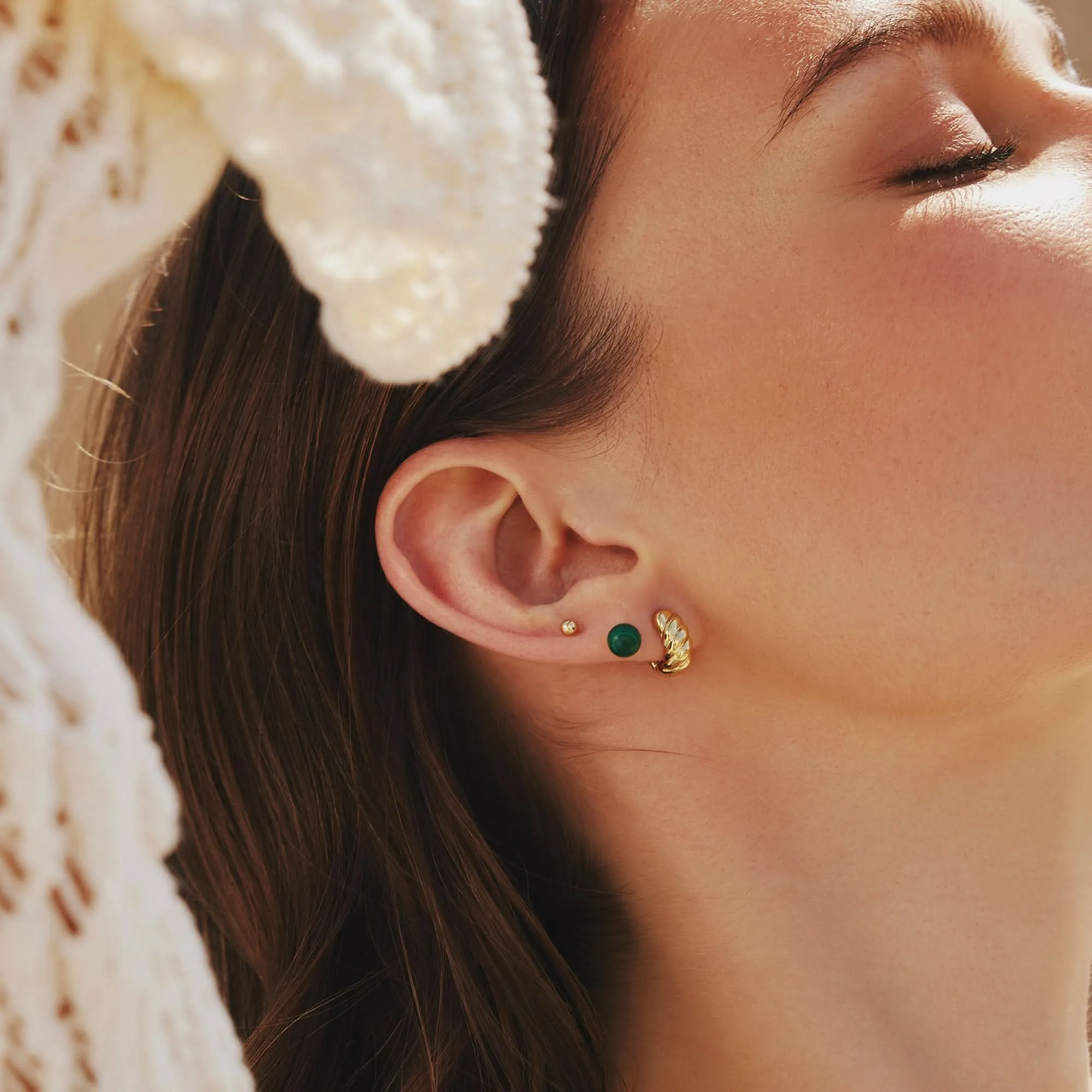 Gold Bold Texture Small Huggie Hoop Earrings E063-06G Ania Haie Jewellery