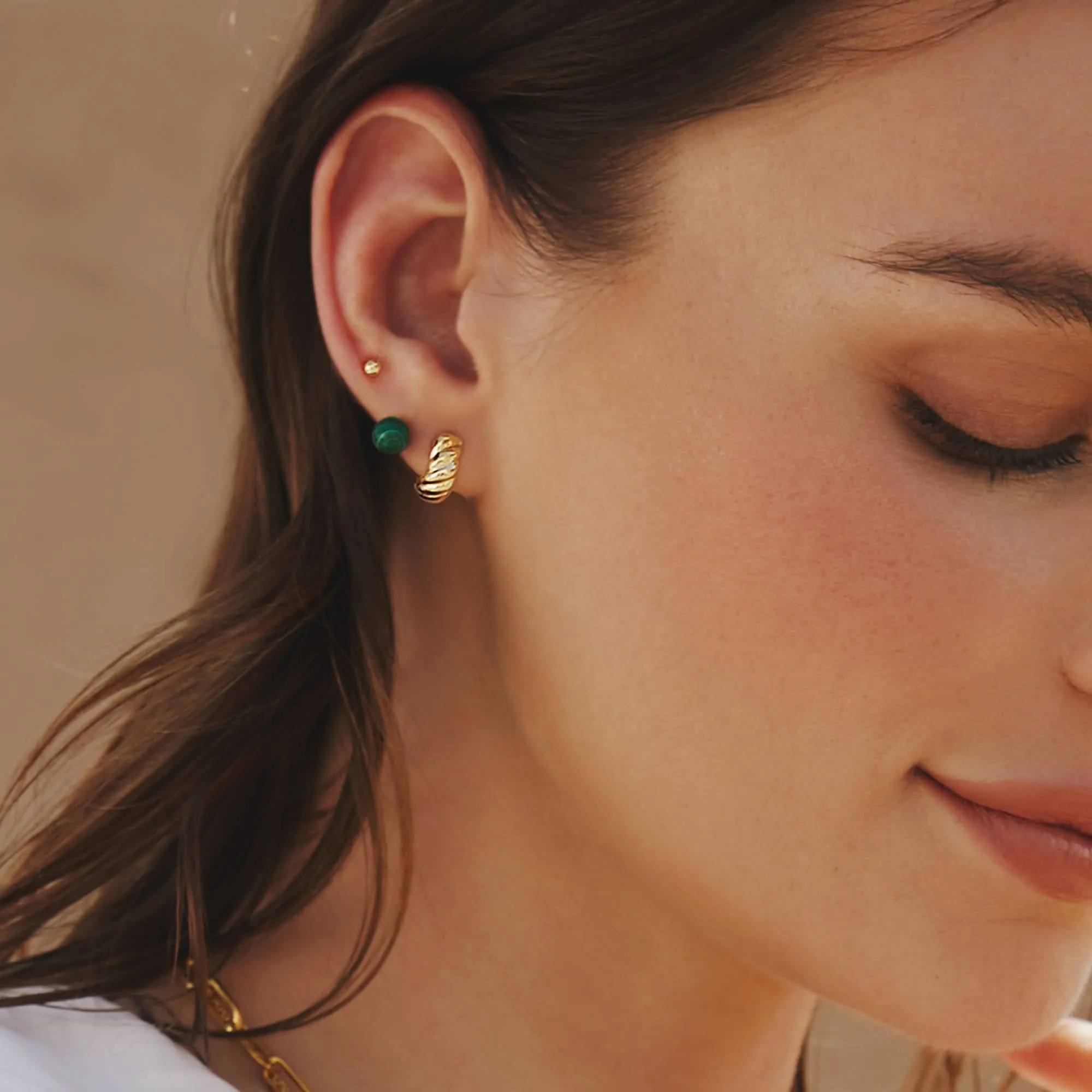 Gold Bold Texture Small Huggie Hoop Earrings E063-06G Ania Haie Jewellery