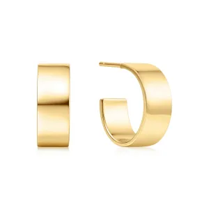 Gold Flat Medium Hoop Earrings E062-04G Ania Haie Jewellery