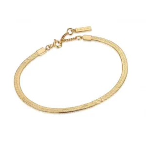 Gold Flat Snake Chain Bracelet B046-01G Ania Haie Jewellery