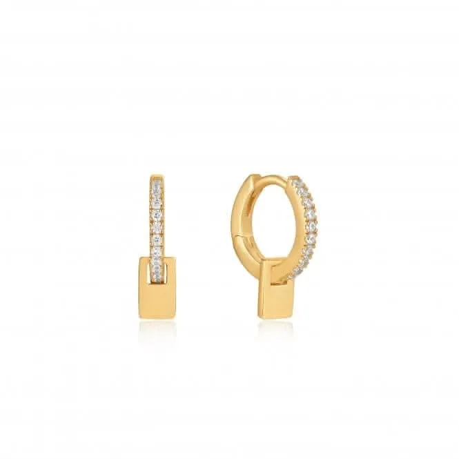 Gold Glam Pendant Huggie Hoop Earrings E037-06G Ania Haie Jewellery