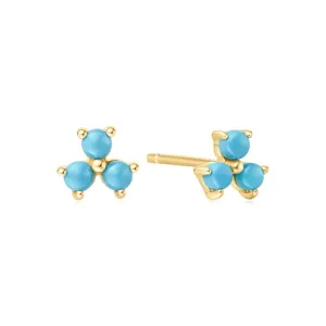 Gold Lab Created Turquoise Lotus Stud Earrings E063-04G Ania Haie Jewellery