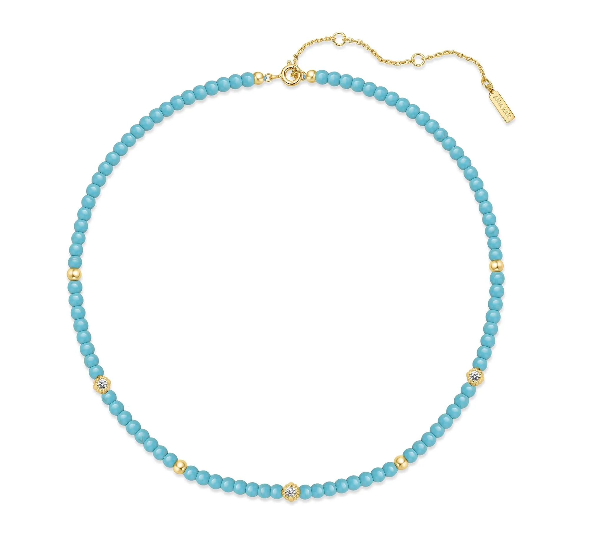 Gold Lab Created Turquoise Necklace N063-03G Ania Haie Jewellery