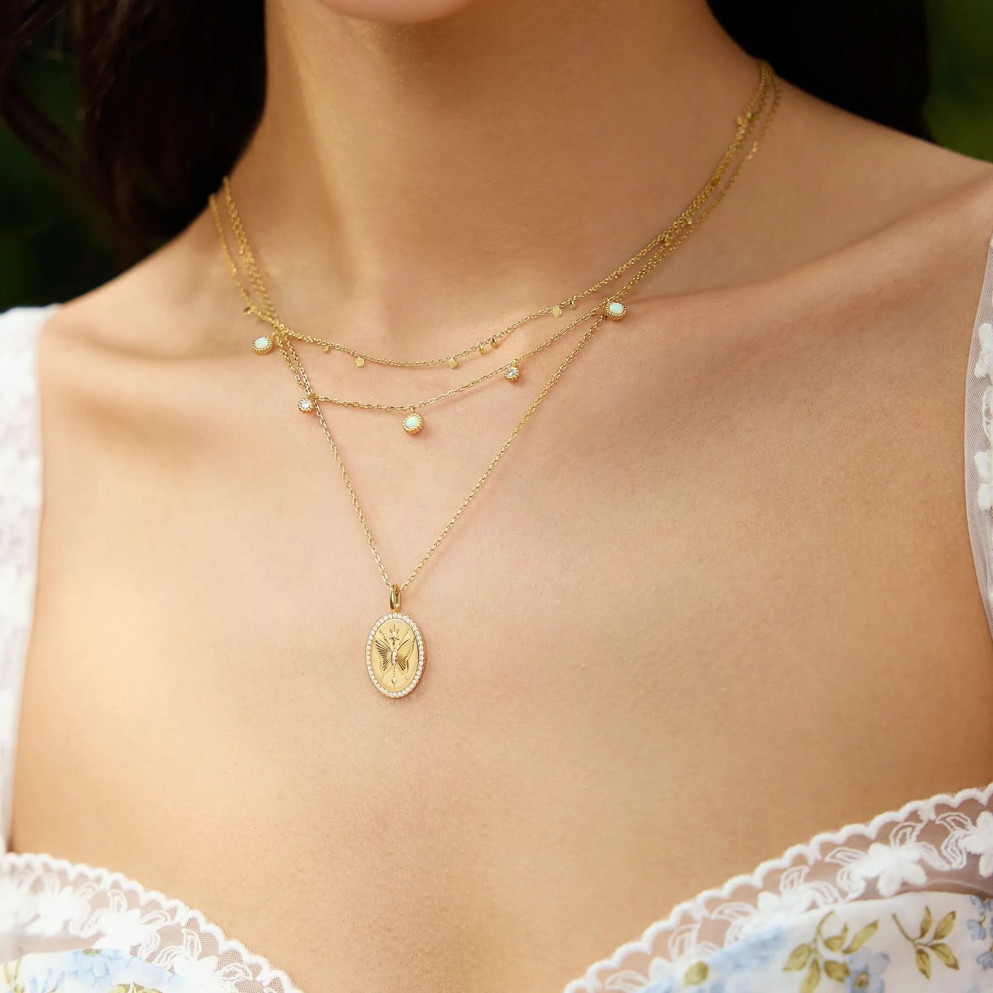 Gold Mini Disc Drop Stacking Necklace N063-02G Ania Haie Jewellery