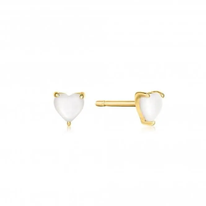Gold Mother Of Pearl Heart Stud Earrings E034-99G Ania Haie Jewellery