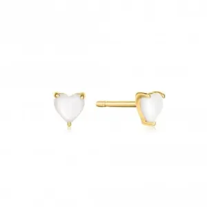 Gold Mother Of Pearl Heart Stud Earrings E034-99G Ania Haie Jewellery