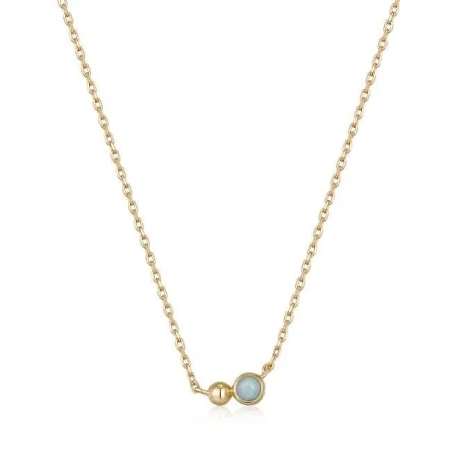 Gold Orb Amazonite Pendant Necklace N045-02G-AM Ania Haie Jewellery