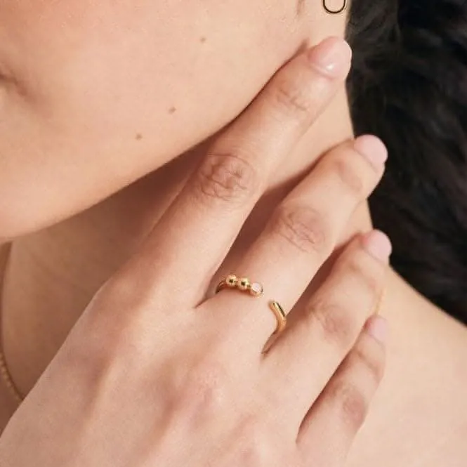 Gold Orb Rose Quartz Adjustable Ring R045-01G-RQ Ania Haie Jewellery