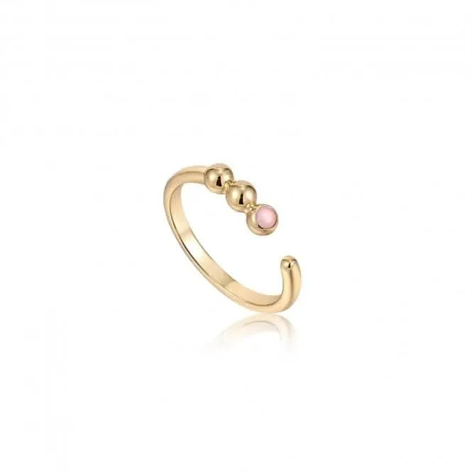 Gold Orb Rose Quartz Adjustable Ring R045-01G-RQ Ania Haie Jewellery