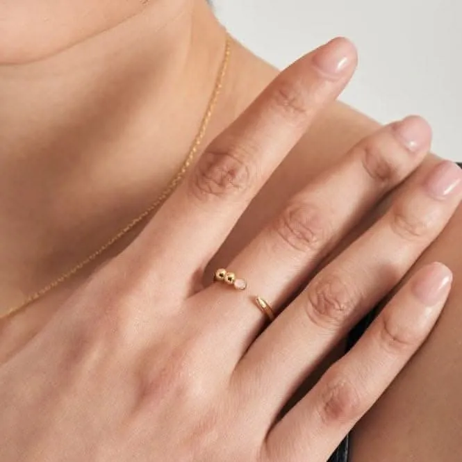 Gold Orb Rose Quartz Adjustable Ring R045-01G-RQ Ania Haie Jewellery