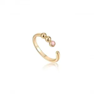 Gold Orb Rose Quartz Adjustable Ring R045-01G-RQ Ania Haie Jewellery