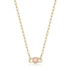 Gold Orb Rose Quartz Link Necklace N045-05G-RQ Ania Haie Jewellery