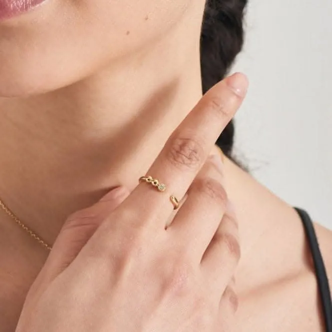 Gold Orb Sparkle Adjustable Ring R045-01G-CZ Ania Haie Jewellery