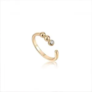 Gold Orb Sparkle Adjustable Ring R045-01G-CZ Ania Haie Jewellery