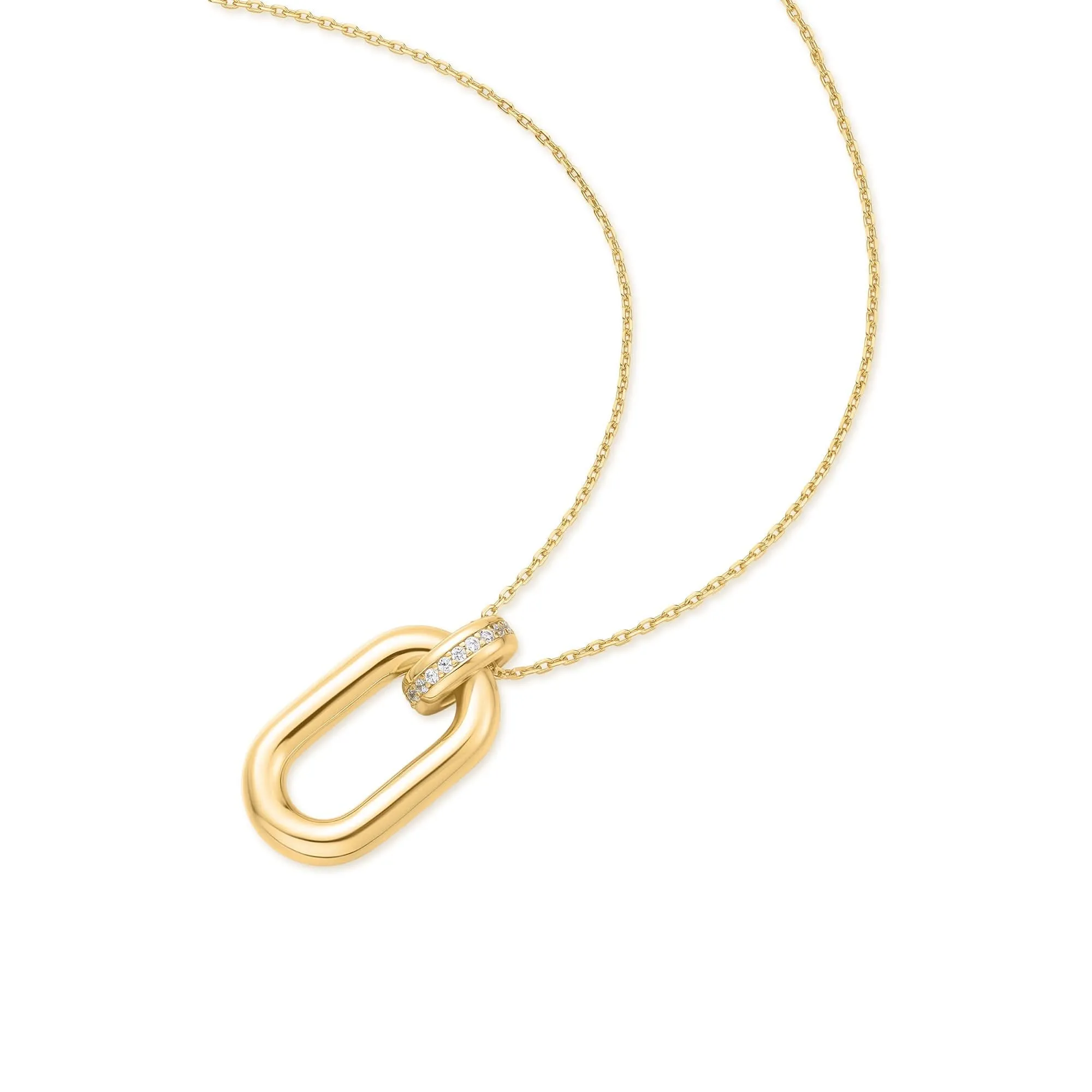 Gold Oval Hoop Pendant Necklace N062-01G Ania Haie Jewellery