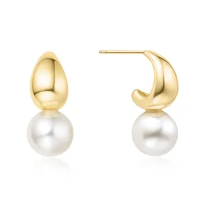 Gold Pearl Dome Hoop Earrings E062-06G Ania Haie Jewellery