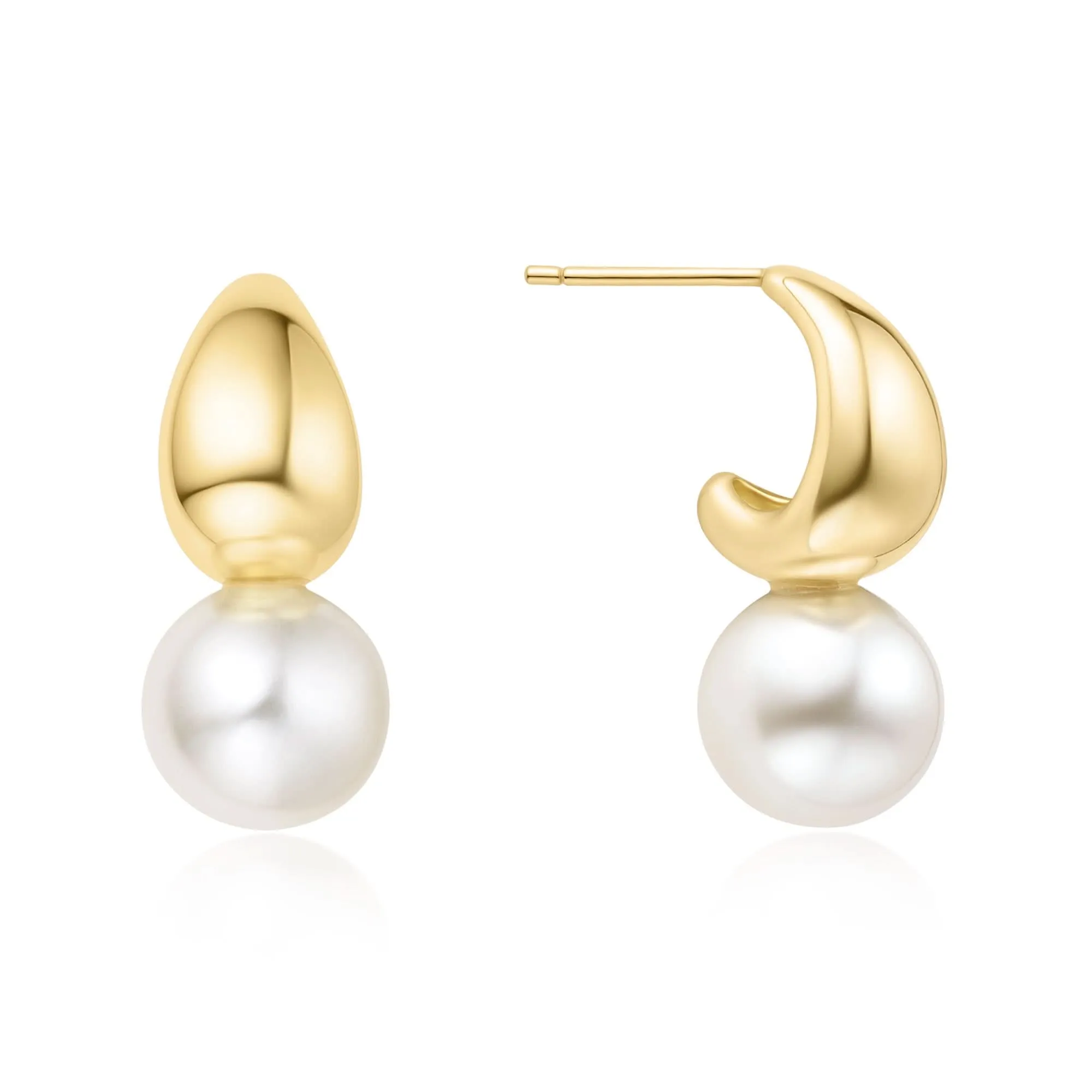 Gold Pearl Dome Hoop Earrings E062-06G Ania Haie Jewellery