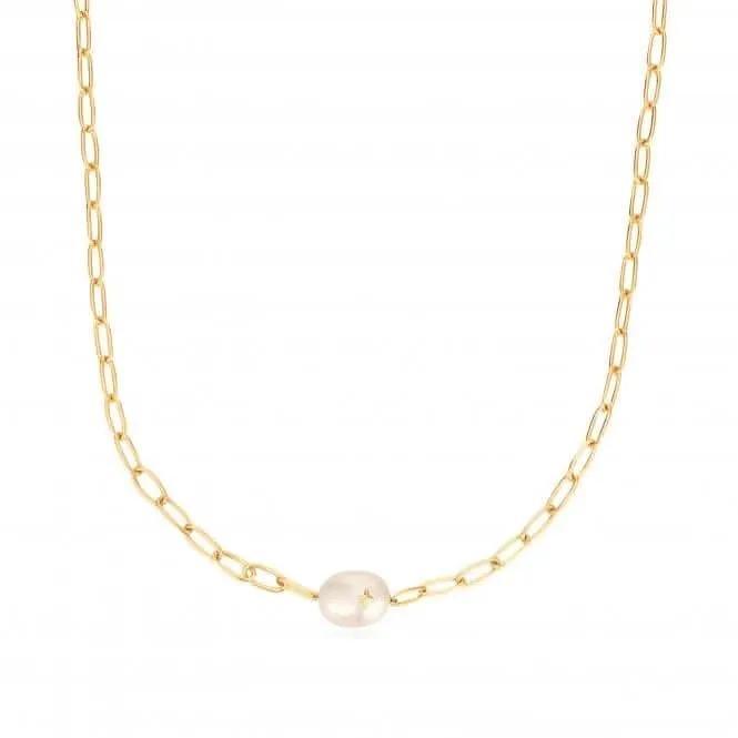 Gold Pearl Sparkle Chunky Chain Necklace N043-05G Ania Haie Jewellery