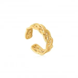 Gold Rope Wide Adjustable Ring R036-02G Ania Haie Jewellery