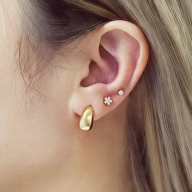 Gold Small Dome Hoop Earrings E062-05G Ania Haie Jewellery