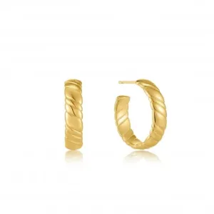 Gold Smooth Twist Hoop Stud Earrings E038-03G Ania Haie Jewellery