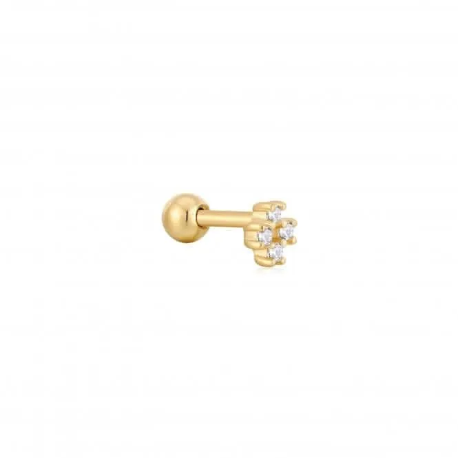 Gold Sparkle Cross Barbell Single Earring E047-13G Ania Haie Jewellery