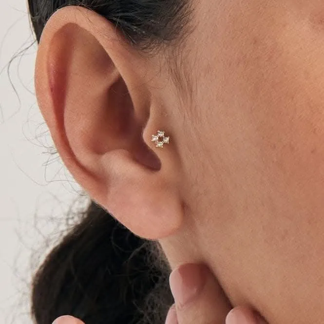 Gold Sparkle Cross Barbell Single Earring E047-13G Ania Haie Jewellery