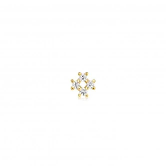 Gold Sparkle Cross Barbell Single Earring E047-13G Ania Haie Jewellery