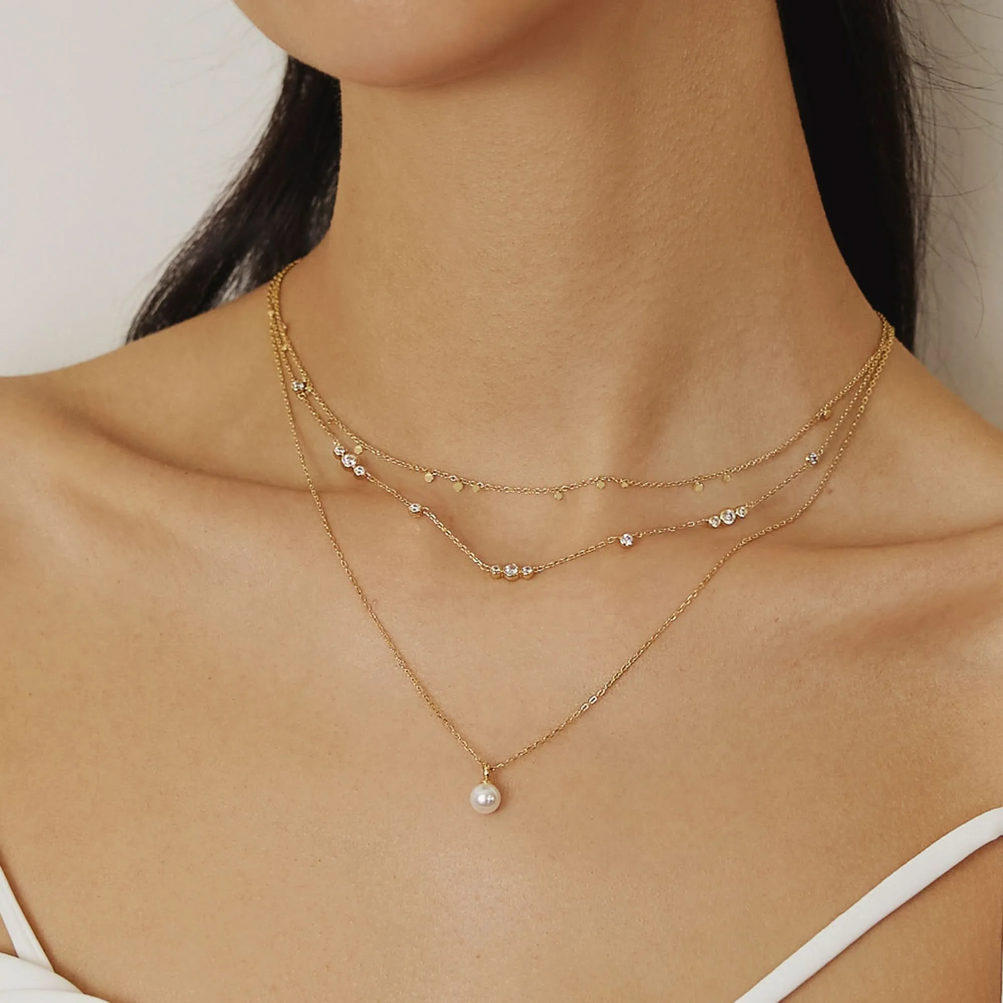 Gold Sparkling Bezel Cubic Zirconia Station Necklace N065-04G Ania Haie Jewellery