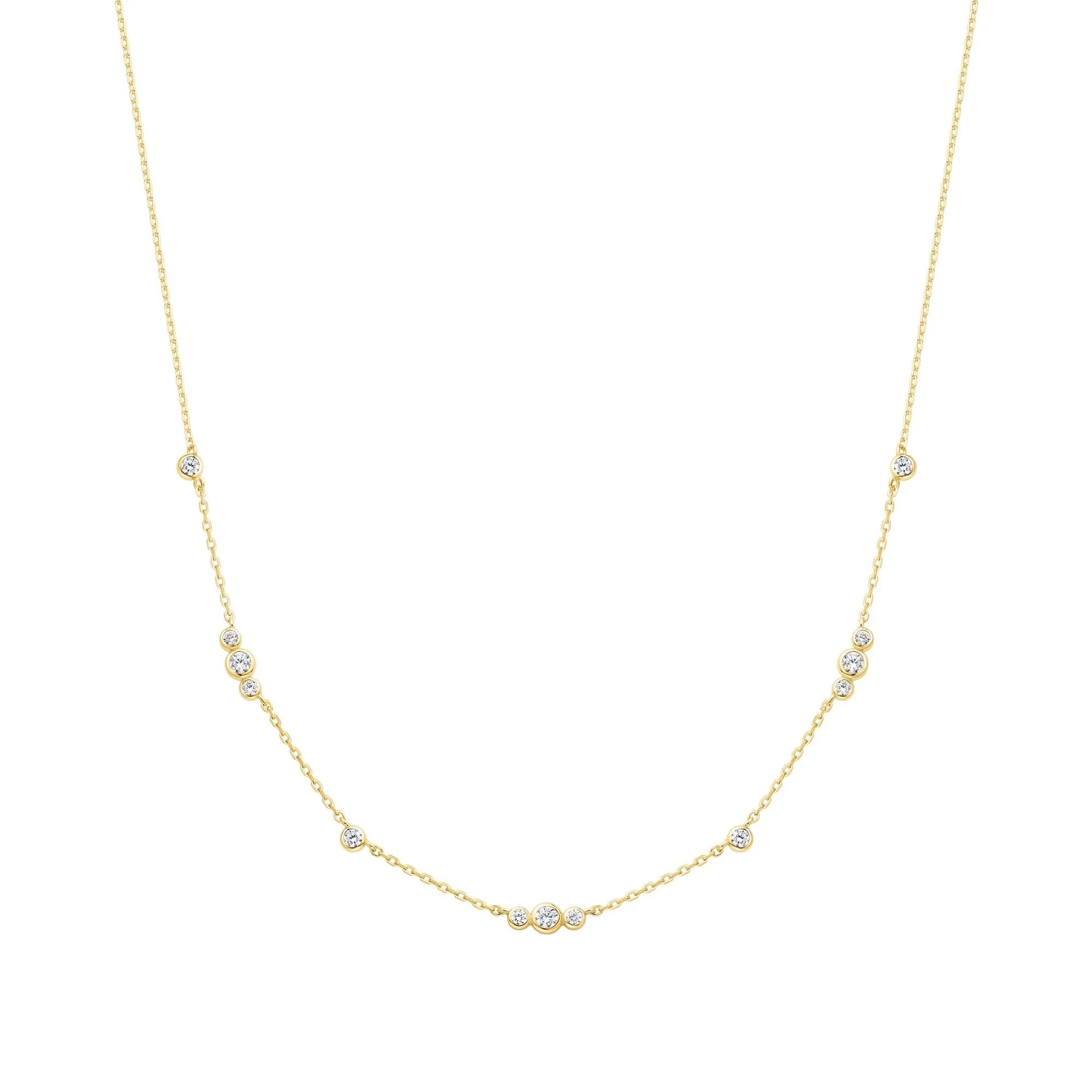 Gold Sparkling Bezel Cubic Zirconia Station Necklace N065-04G Ania Haie Jewellery