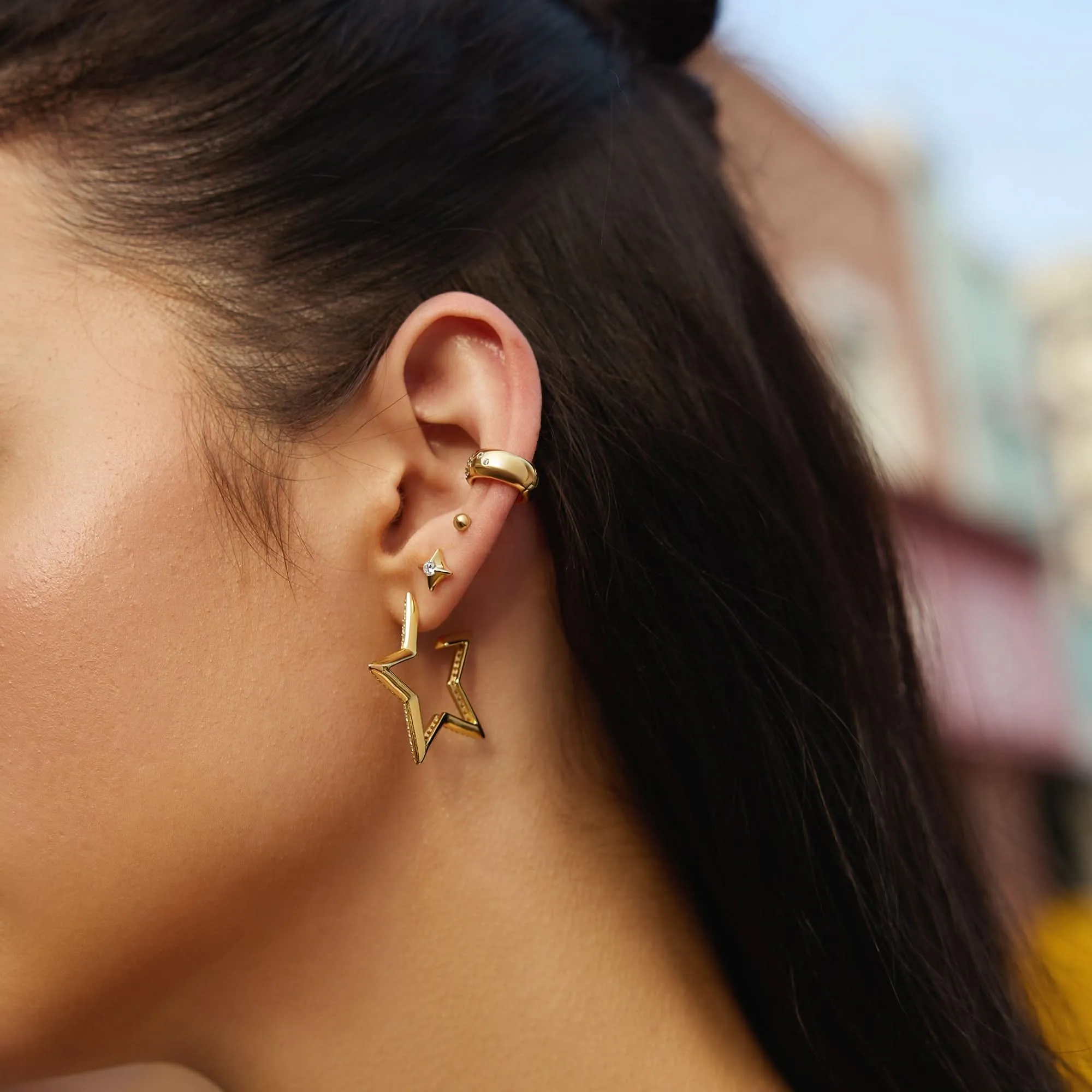 Gold Sparkling Star Stud Earrings E064-02G Ania Haie Jewellery