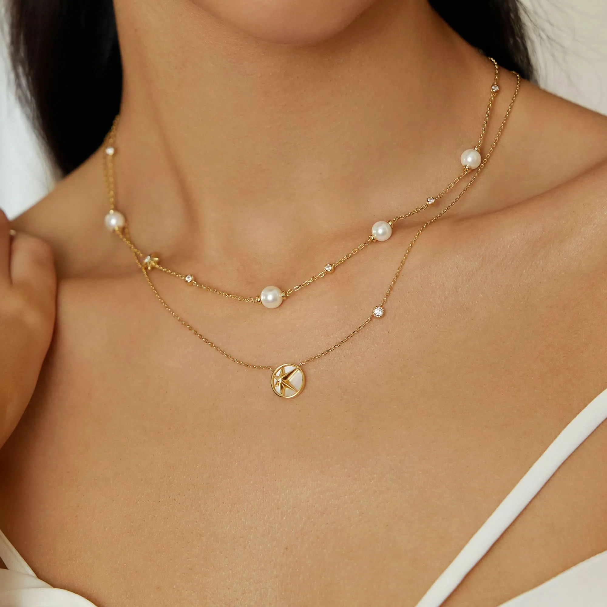 Gold Starry Mother of Pearl Necklace N065-05G Ania Haie Jewellery