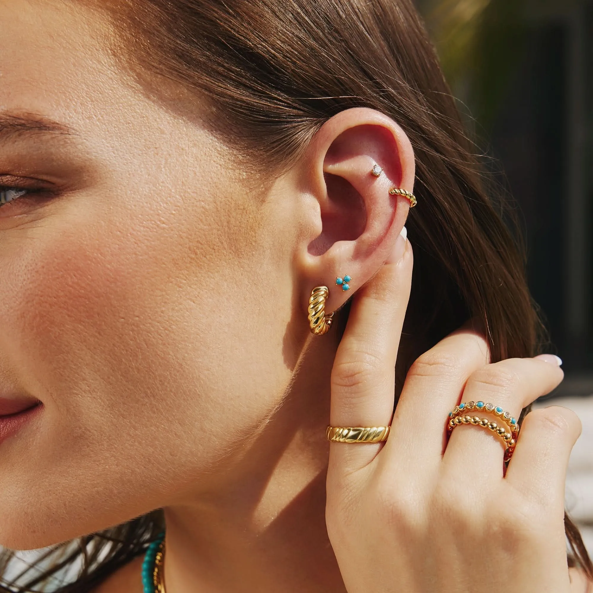 Gold Texture Small Huggie Hoop Earrings E063-03G Ania Haie Jewellery