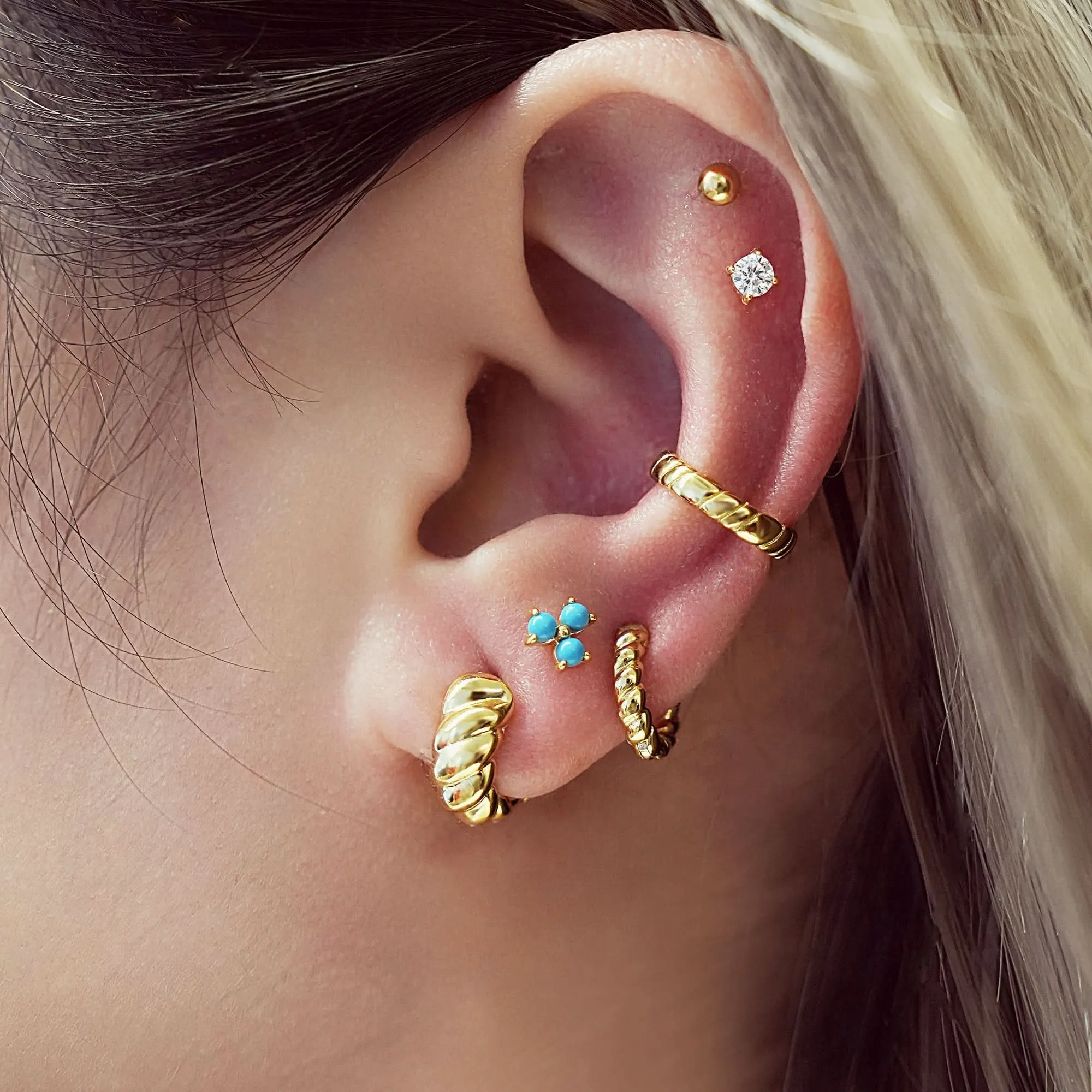 Gold Texture Small Huggie Hoop Earrings E063-03G Ania Haie Jewellery