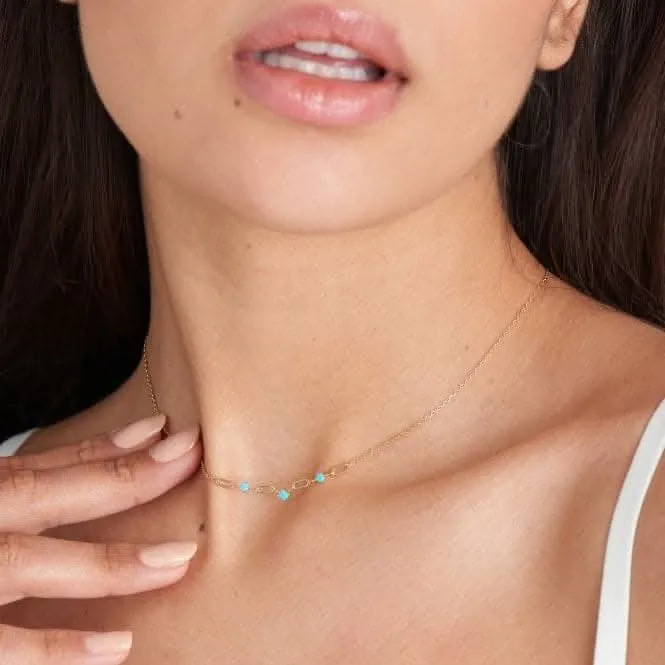 Gold Turquoise Link Necklace N033-03G Ania Haie Jewellery