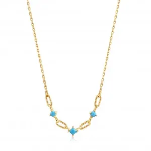 Gold Turquoise Link Necklace N033-03G Ania Haie Jewellery