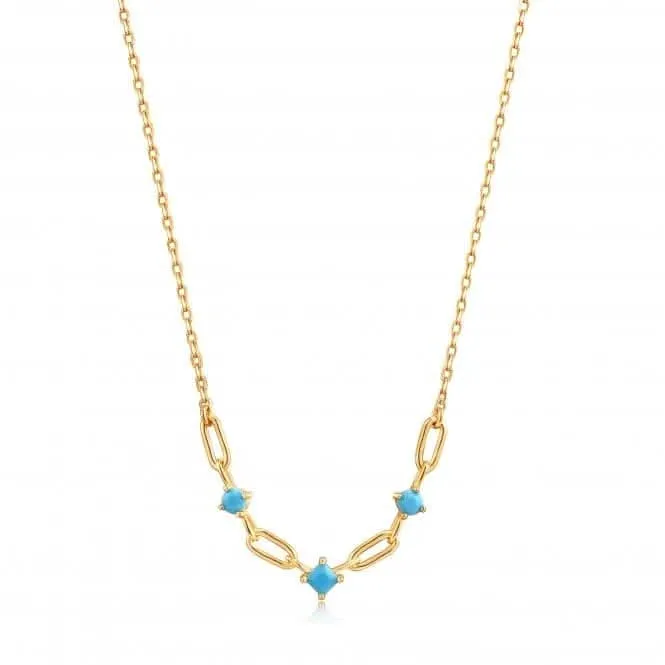 Gold Turquoise Link Necklace N033-03G Ania Haie Jewellery