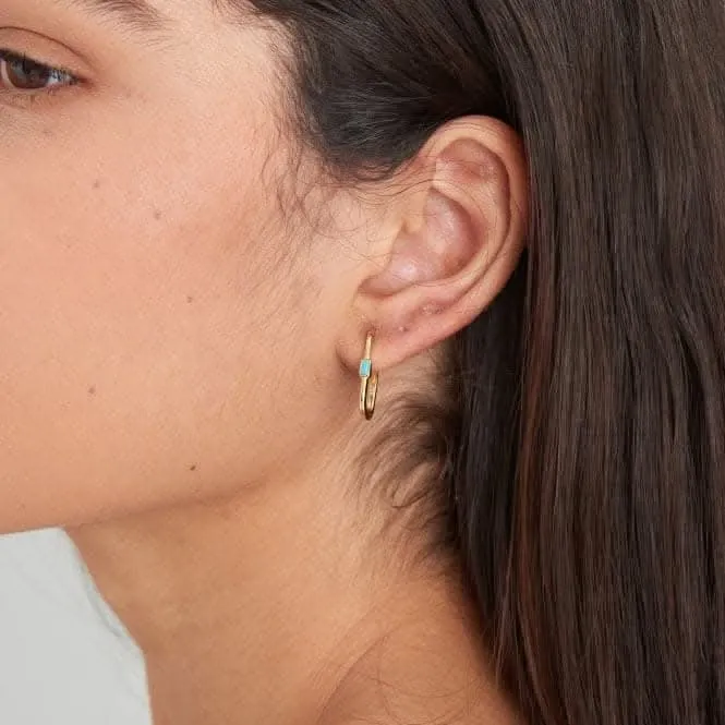Gold Turquoise Oval Hoop Earrings E033-05G Ania Haie Jewellery