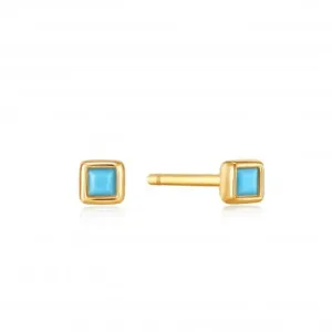 Gold Turquoise Square Stud Earrings E033-01G Ania Haie Jewellery