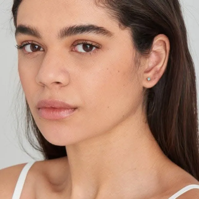 Gold Turquoise Square Stud Earrings E033-01G Ania Haie Jewellery