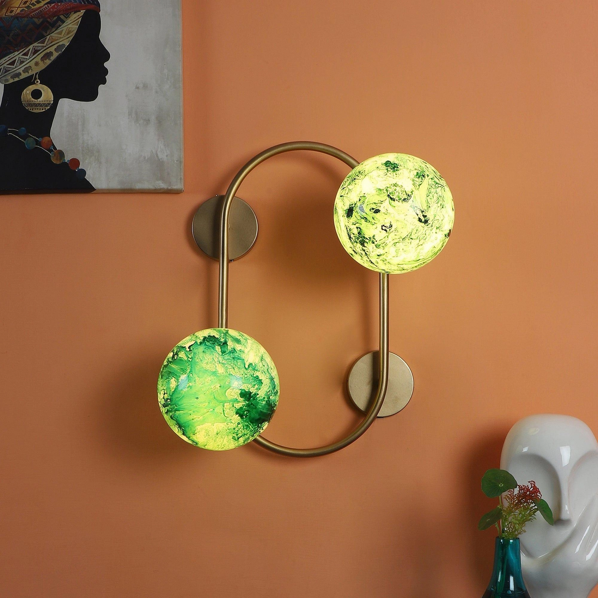 Gold And Green 2 Iron Wall Lights vintage desk lamp