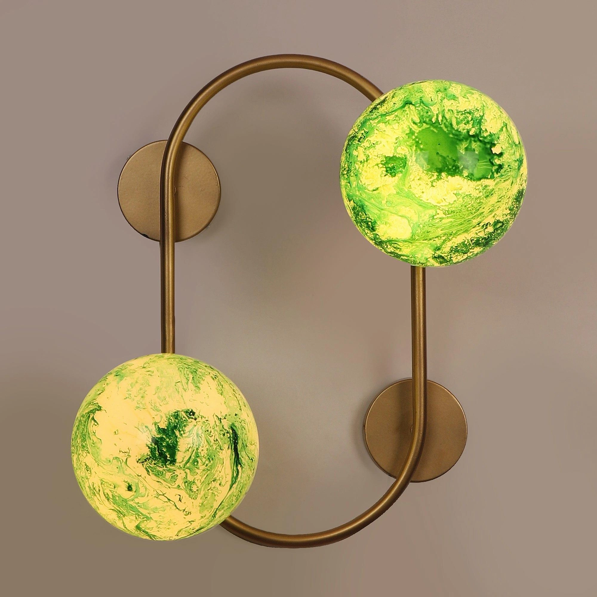 Gold And Green 2 Iron Wall Lights