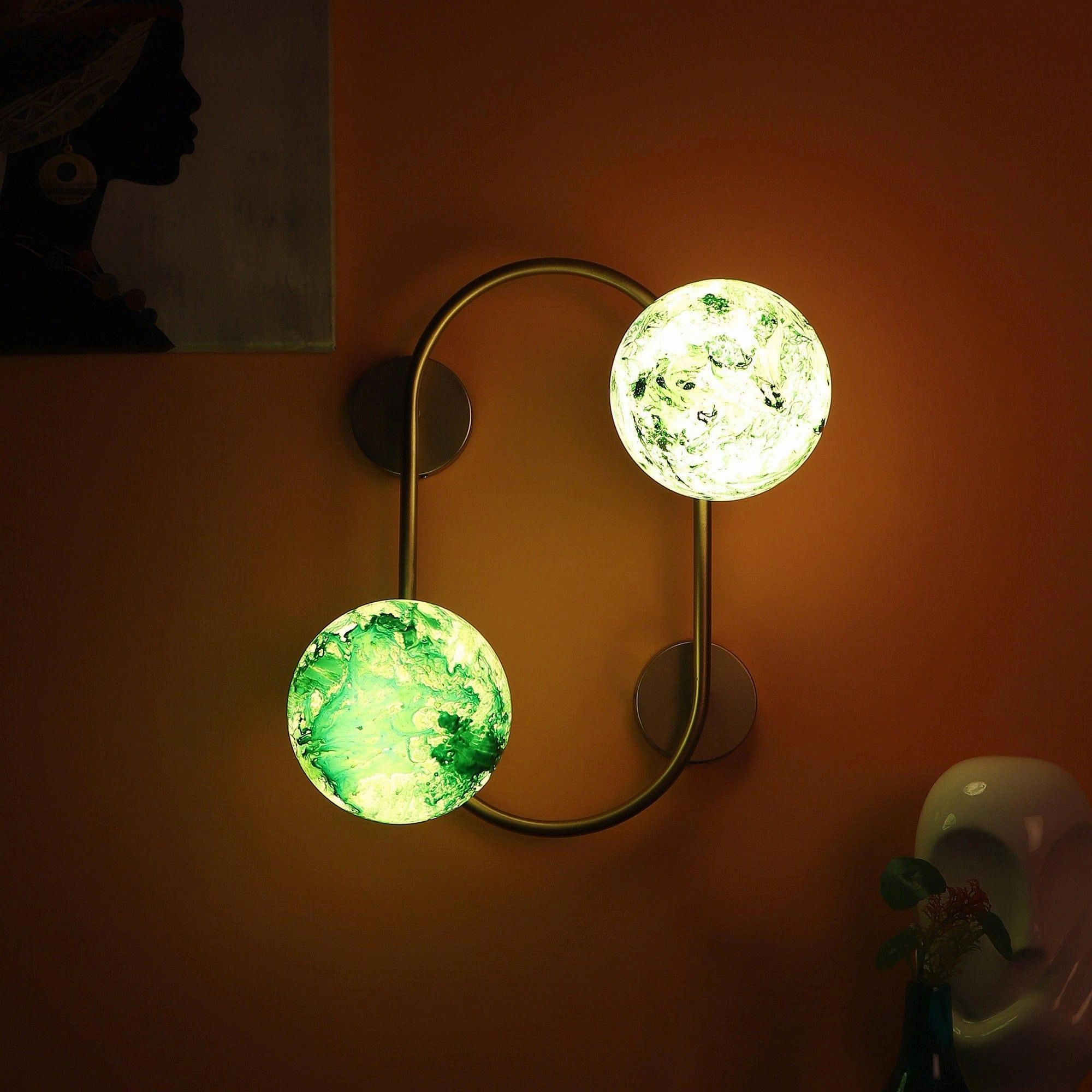 Gold And Green 2 Iron Wall Lights